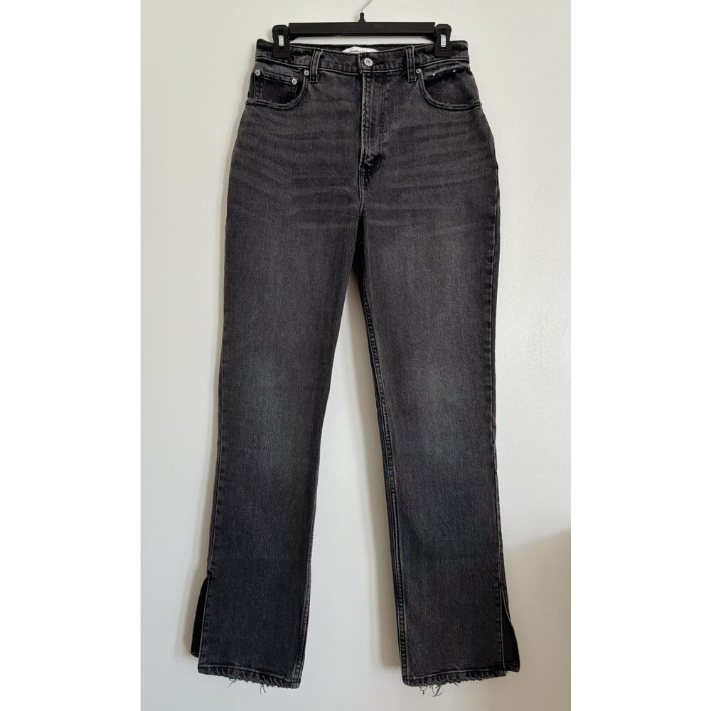Dark Grey Abercrombie The 90s Straight Ultra High Rise Split Hem Jeans 27/4